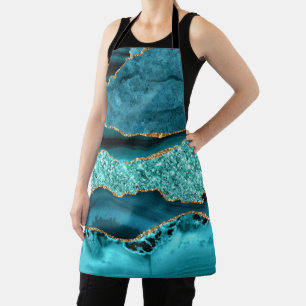 Delantal Regalo Apron verde azulado Purpurina de oro azul m