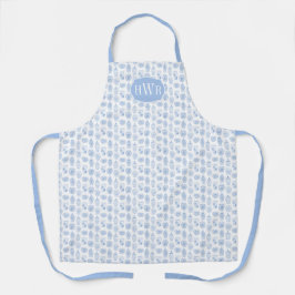 Delantal Regalo Boda De Monograma Azul Y Blanco Ginger Jar