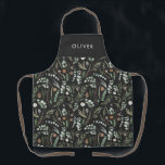 Delantal Regalo botánico elegante moderno de la familia<br><div class="desc">Sage verde,  negro,  marrón verde y gris elegante follaje eucalipto acuarela Navidades botánicos naturales regalo de vacaciones diseño de delantal personalizado. Diseño minimalista,  depurado y elegante.</div>