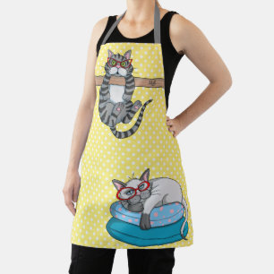 Delantal Regalo de cocina con monograma de gato caprichoso