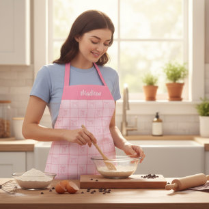 Delantal Regalo de cocina femenino con lazo rosa y nombre p
