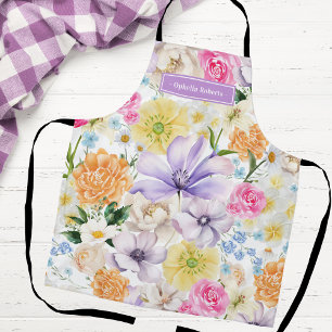Delantal Regalo de cocina floral pastel de nombre personali