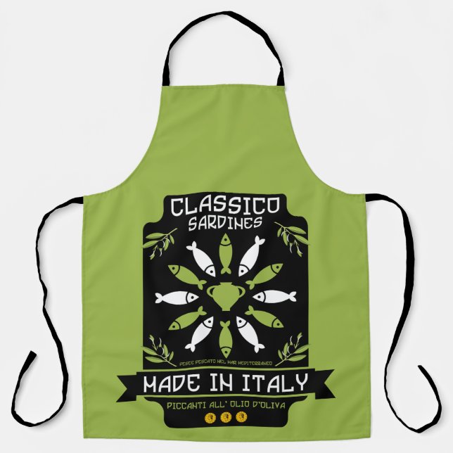 Delantal Regalo de cocina impresa de arte de sardinas itali (Anverso)