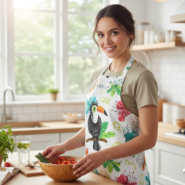 Delantal Regalo de cocina personalizado con nombre de tucán
