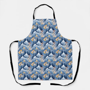 Delantal Regalo de Cumpleaños Floral Acuarela y Montaña