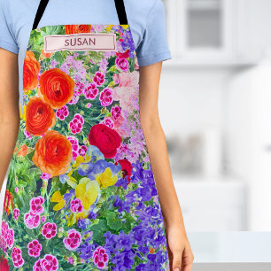 Delantal Regalo de Cumpleaños Floral para Abuela - Nombre P