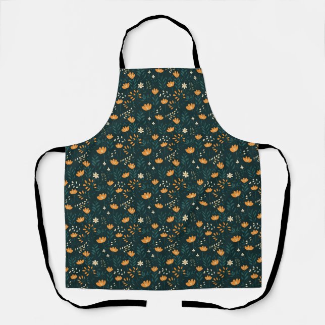 Delantal Regalo de cumpleaños | Naranja Floral (Anverso)