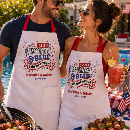 Delantal Regalo de ducha nupcial para pareja de BBQ Rojo Bl