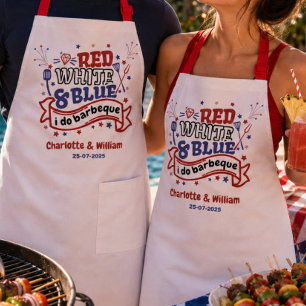 Delantal Regalo de ducha nupcial para pareja de BBQ Rojo Bl