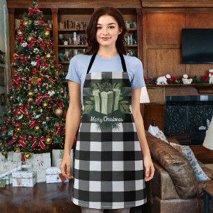 Delantal Regalo de los Navidades de Buffalo Plaid   Verde