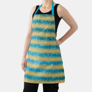 Delantal Regalo de lujo popular Purpurina de oro azul