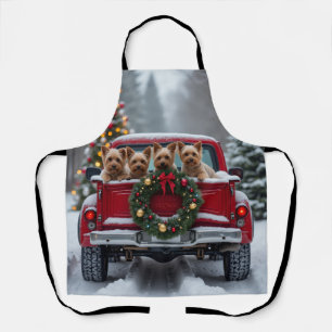 Delantal Regalo de Navidad de Camioneta Roja Yorkshire Terr