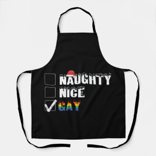 Delantal Regalo de Navidad Travieso Bueno Gay Arcoíris Orgu