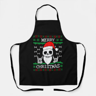 Delantal Regalo de Navidades de rock de cráneo feo para Nav