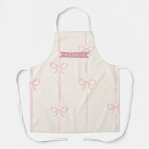 Delantal Regalo de nombre de lazo rosa personalizado Elegan