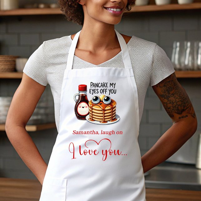 Delantal Regalo de nombre personalizado para novia, comida  (Custom Name Gift for Girlfriend Valentine Fun Food Apron)