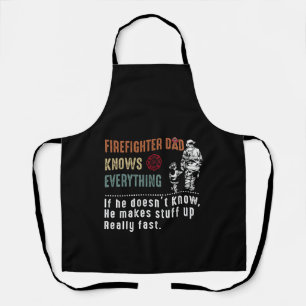 Delantal Regalo de papá Padre bombero sabe todo