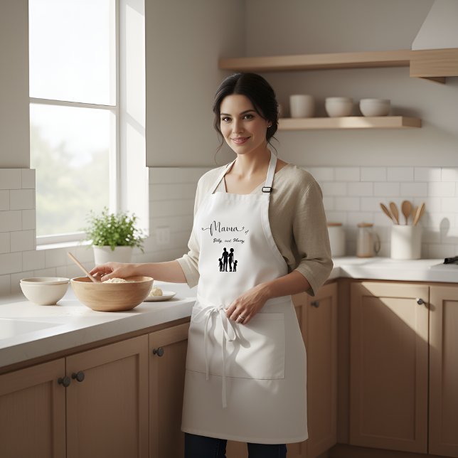 Delantal Regalo de silueta de familia de nombres personaliz (Subido por el creador)