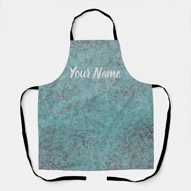 Delantal Regalo de textura turquesa de cobre patina (Anverso)