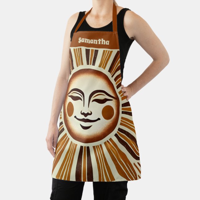 Delantal Regalo del Boho Sun Golden Vintage personalizado (in situ)