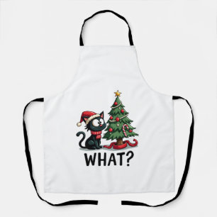 Delantal Regalo divertido de gato negro que empuja el árbol