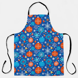 Delantal Regalo festivo de patrón azul de Navidad