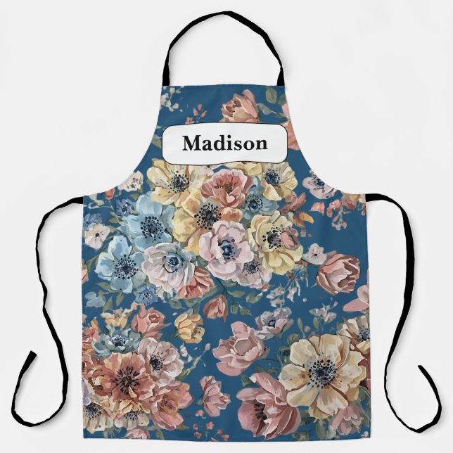 Delantal Regalo personalizado de flores pastel modernas y e (Anverso)