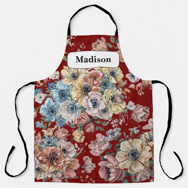 Delantal Regalo personalizado de flores pastel modernas y e (Anverso)