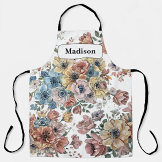 Delantal Regalo personalizado de flores pastel modernas y e