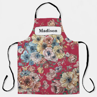 Delantal Regalo personalizado de flores pastel modernas y e