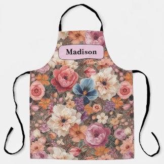 Delantal Regalo personalizado de flores pastel modernas y e