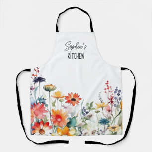 Delantal Regalo personalizado de flores silvestres acuarela