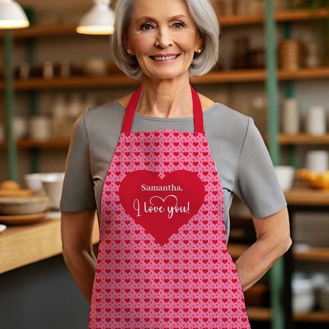 Delantal Regalo personalizado de San Valentín Corazones de  (Timeless Love Hearts Personalized Valentine Gift Apron)