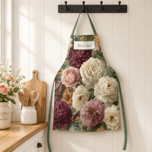 Delantal Regalo Personalizado para Ella Floral Morado Elega