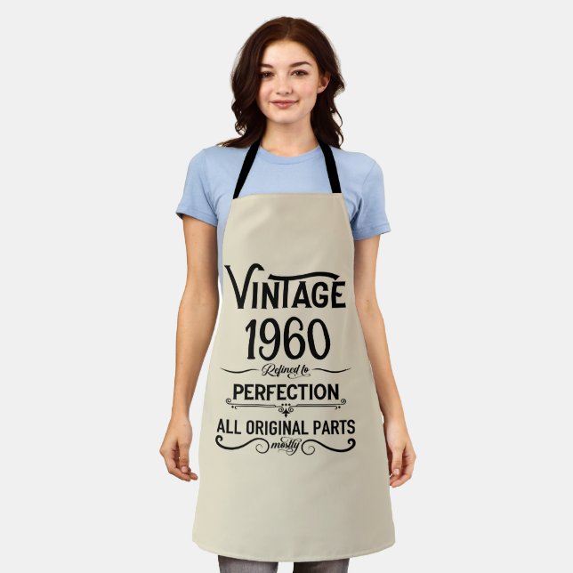 Delantal Regalos de cumpleaños vintage personalizados negro (Gastado)