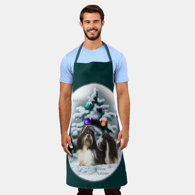 Delantal Regalos de Navidades shih tzu (Gastado)