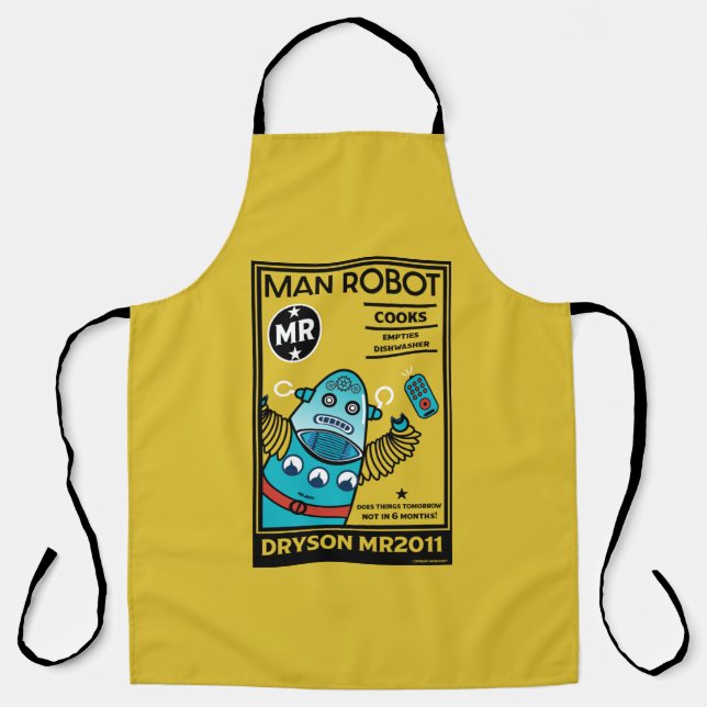 Delantal Regalos Robot Para Hombres Y Mujeres Aniversarios (Anverso)