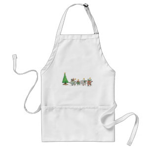 Delantal Regalos y árbol de Navidad bailando de dibujos ani