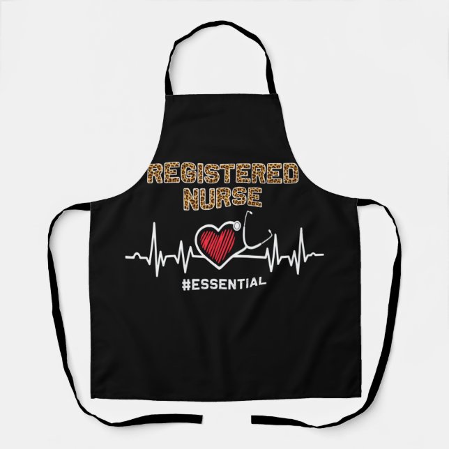 Delantal Registered Nurse #Essential Stethoscope Heartbeat (Anverso)