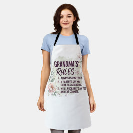 Delantal Reglas Divertidas de la Abuela Floral Acuarela Fam