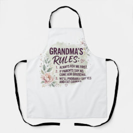 Delantal Reglas Divertidas de la Abuela Floral Acuarela Fam