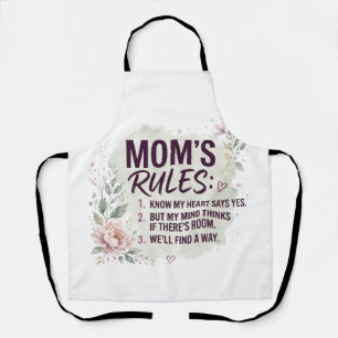 Delantal Reglas Divertidas de Mamá Floral Acuarela Familia