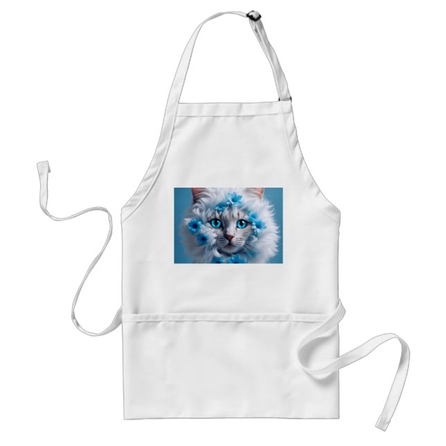 Delantal Regular  Size apron white with white cat beautiful (Frente)