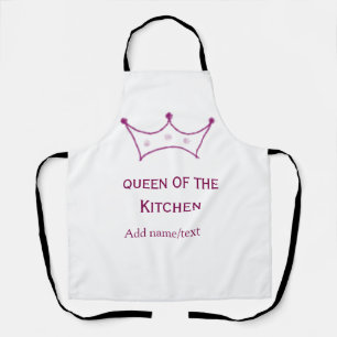 Delantal reina de cocina corona malva cocinar chef nombre