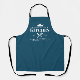 Delantal Reina de la cocina dama chef azul personalizado