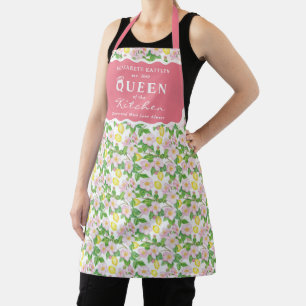 Delantal Reina de la Cocina de Limones Florales Rosados