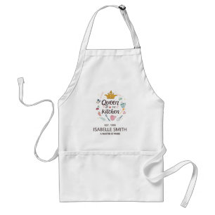 Delantal Reina de la Cocina Diseño de Nombre Personalizado