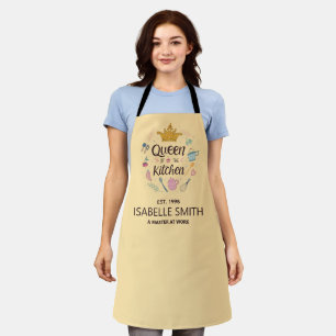 Delantal Reina de la Cocina Diseño de Nombre Personalizado