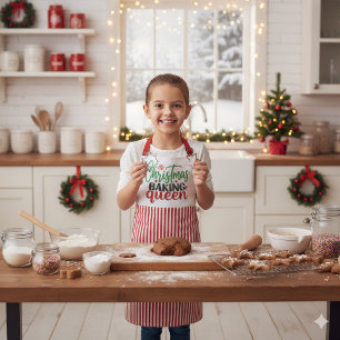 Delantal Reina de la Repostería de Navidad Cuadrillé Verde