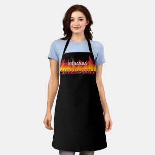 Delantal Reina del Grill Grillmaster con llamas calientes